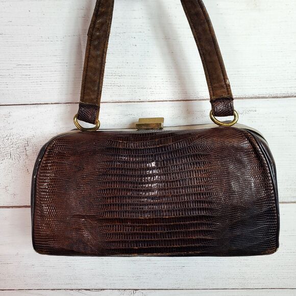 Vintage 1940s-50s Revits Exact Match Lizard Alligator Skin Box Style Mini Purse - Picture 2 of 9